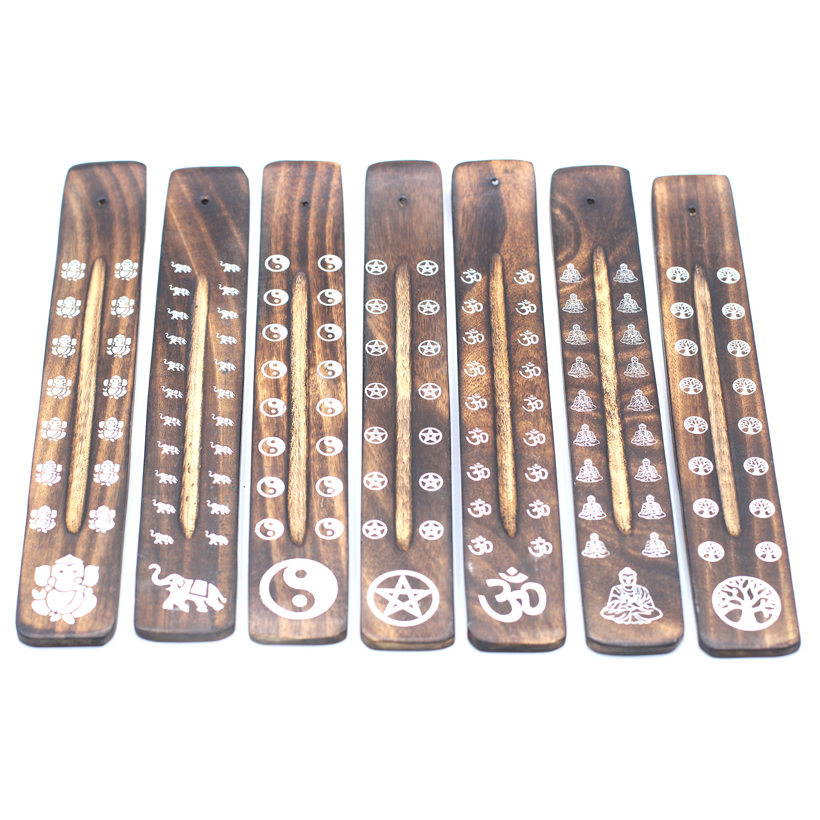 Incense Sticks  Holder Brass Inlaid Mango Wood