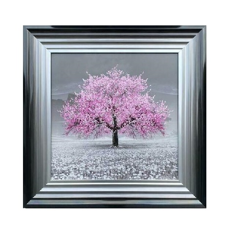 Liquid Art Pink Cherry Blossom Tree Wall Art