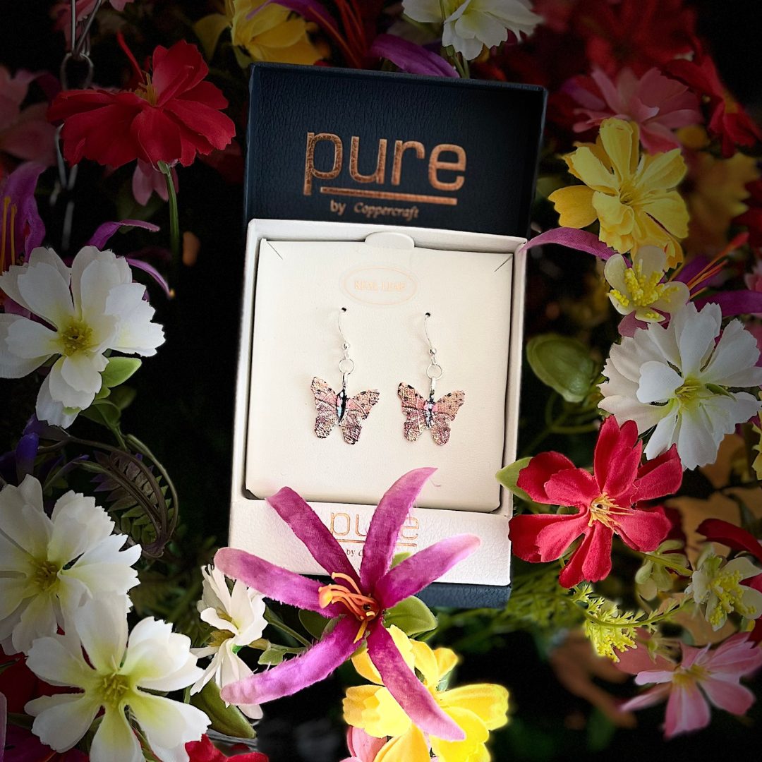 Pink Butterfly Leaf Earrings