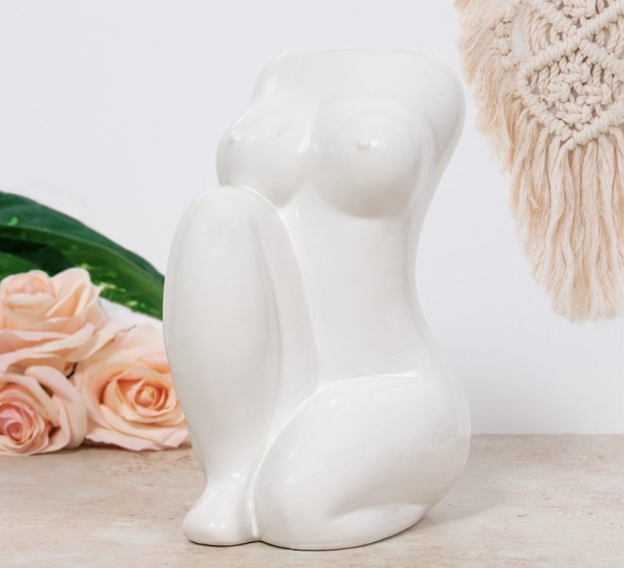 White Kneeling Body Vase