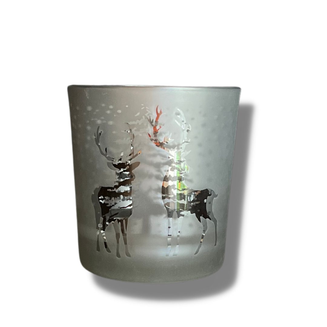 Reindeer Silver Tea Light Holder