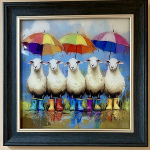 Sheep with Umbrellas Wall Art