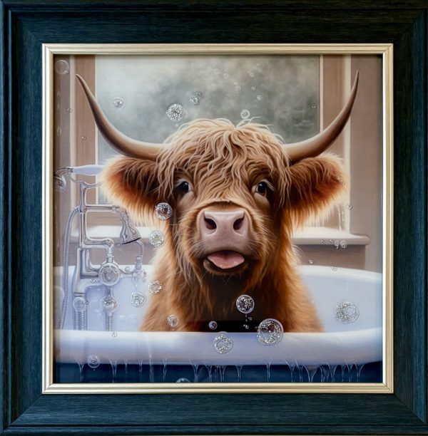 Highland Cow Bubble Bath Wall Art