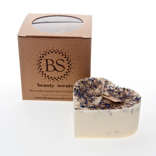 Large Heart Candle Lavender with Wild Flowers