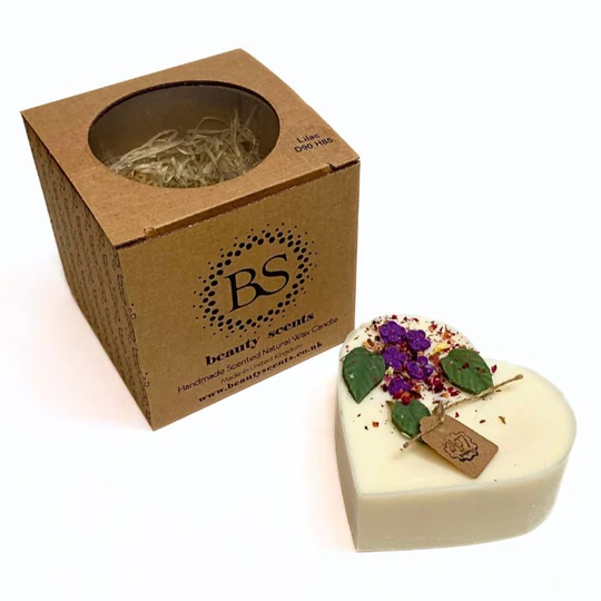 Large Heart Lilac Candle with Lilac