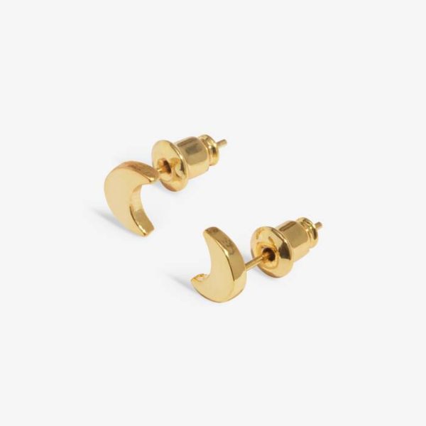 Mini Charms Moon Gold Plated Stud Earrings