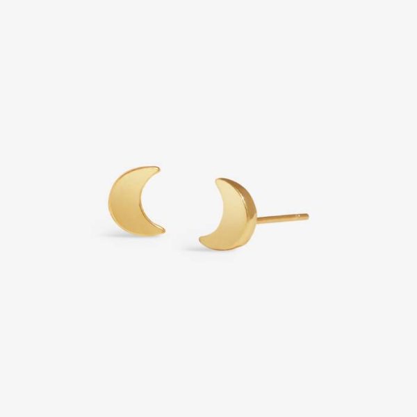 Mini Charms Moon Gold Plated Stud Earrings