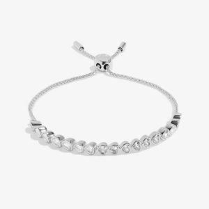9362-c1 Bracelet Bar Heart CZ Tennis Silver Bracelet