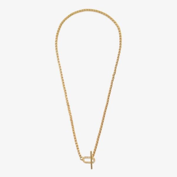 Evermore Oval T Bar Gold Necklace