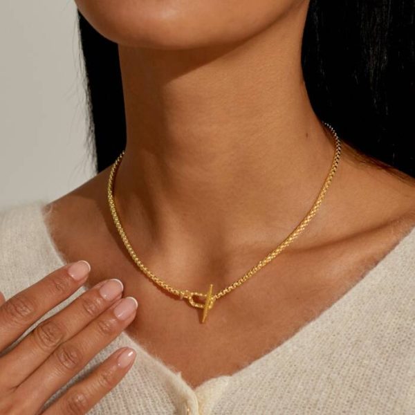 Evermore Oval T Bar Gold Necklace