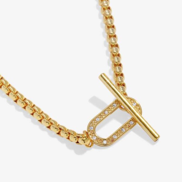 Evermore Oval T Bar Gold Necklace