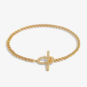 Evermore Oval T Bar Gold Bracelet