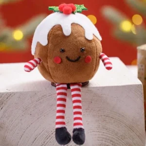 Xmas Pud Sitter Jingle and Joy Fabric Christmas Pudding Shelf Sitter