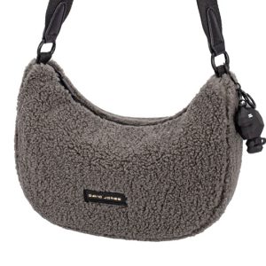 CM7774-BLACK2 (1) David Jones Plush Faux Fur Crossbody Bag Black