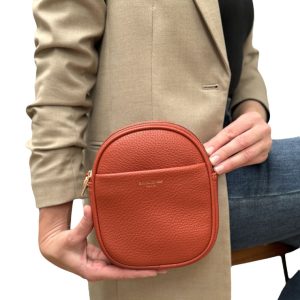 NV7000-1-BURNT-ORANGE David Jones Oval Crossbody Bag Burnt
