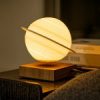 Amazing Floating Smart Saturn Lamp Walnut