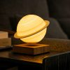 Amazing Floating Smart Saturn Lamp Walnut