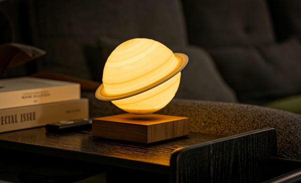 Amazing Floating Smart Saturn Lamp Walnut