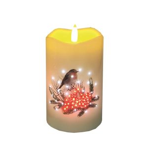 LED Robin Candle 12.5cm