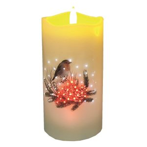LED Robin Candle 15cm