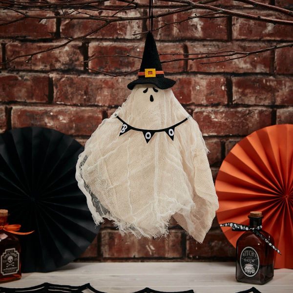 Halloween Ghost Hanger White  with Hat