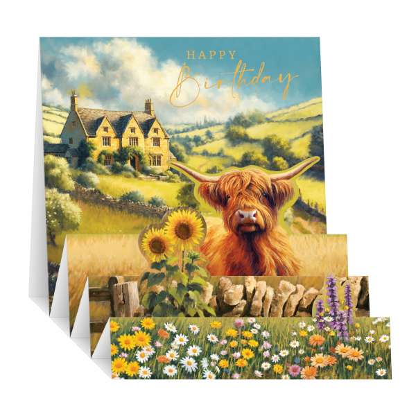 Highland Cow Pop Up Card