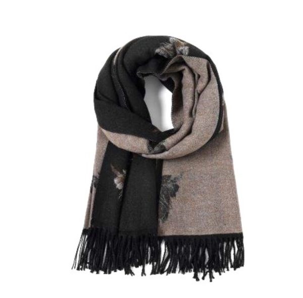 Reversible Highland Cow Scarf Black Tan