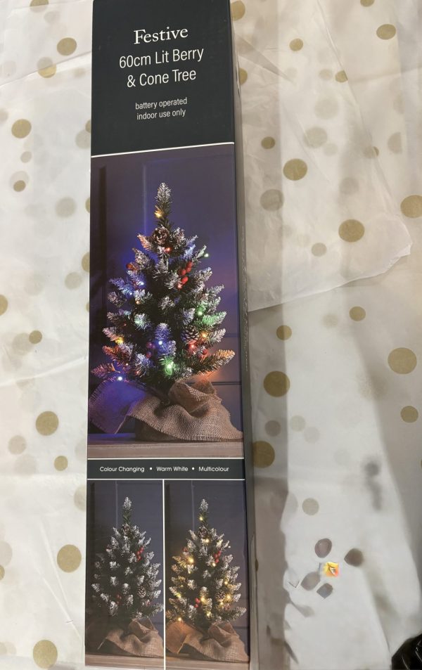 Prelit Berry and Cone Table Tree 60cm