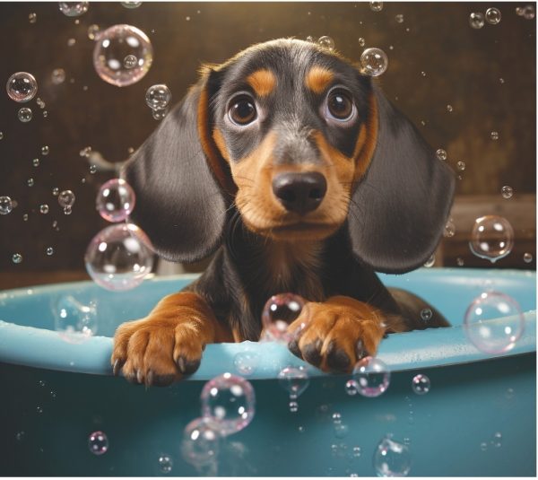 Sausage Dog Bubble Bath Wall Art