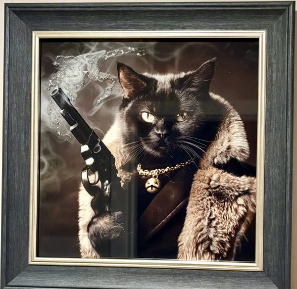 Gangster Black Cat Gun Four Coat Wall Art