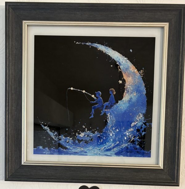 Children Fishing in Moon Wall Art