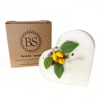 Large Heart Lemon and Lemongrass Candle